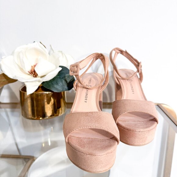 Chinese Laundry Theresa Platform Sandal Dark Nude Heel Microsuede Women's Size 7 - Picture 5 of 12